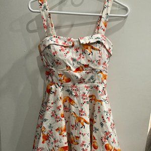 Ixia White Fox Print Fit & Flare Dress Size S